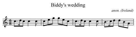 Biddy's wedding - staff notation
