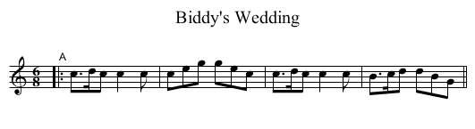 Biddy's Wedding - staff notation