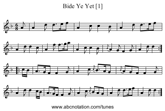 Bide Ye Yet [1] - staff notation