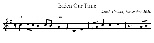 Biden Our Time - staff notation