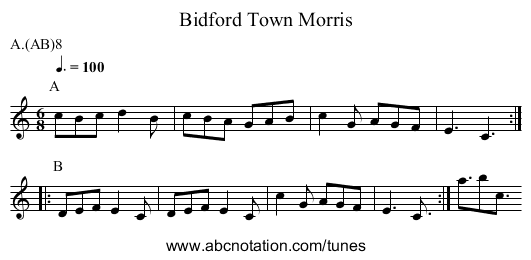 Bidford Town Morris - staff notation