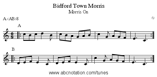 Bidford Town Morris - staff notation