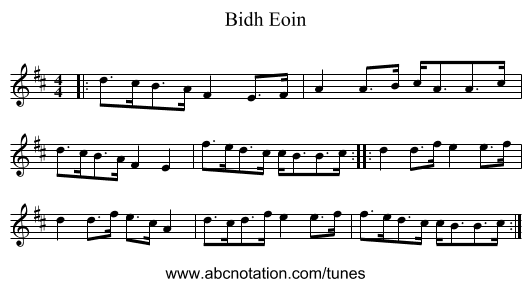 Bidh Eoin - staff notation