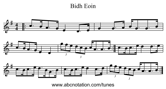 Bidh Eoin - staff notation