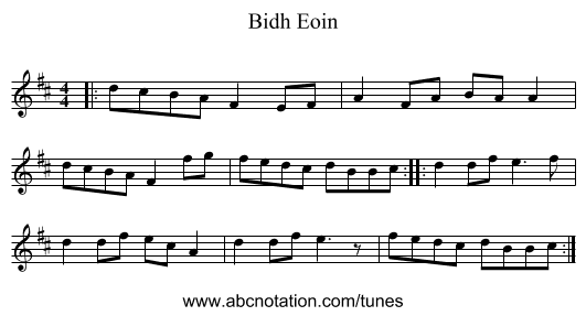Bidh Eoin - staff notation