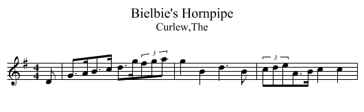 Bielbie's Hornpipe - staff notation