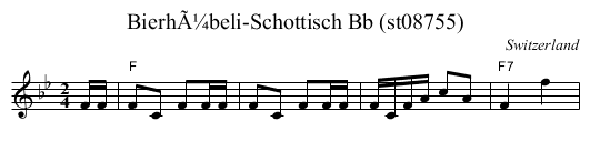 BierhÃ¼beli-Schottisch Bb (st08755) - staff notation