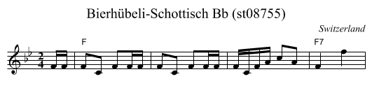 Bierhübeli-Schottisch Bb (st08755) - staff notation
