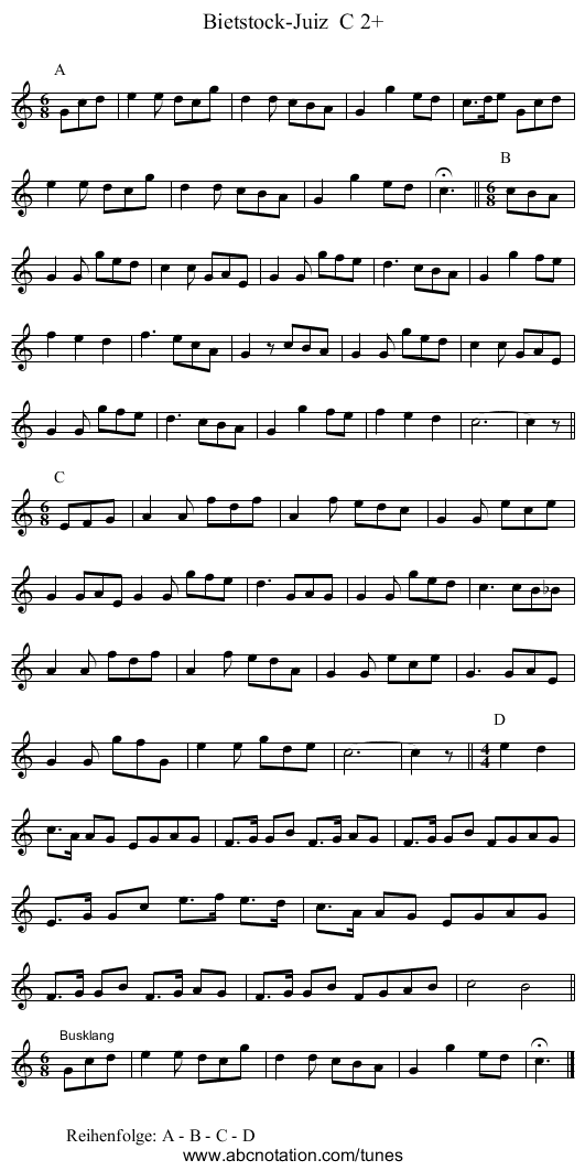 Bietstock-Juiz  C 2+ - staff notation