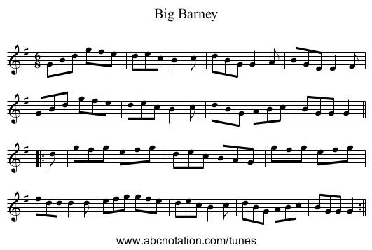 Big Barney - staff notation