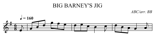 BIG BARNEY'S JIG - staff notation