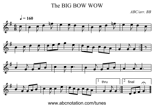 BIG BOW WOW, The - staff notation