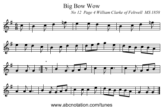 Big Bow Wow - staff notation