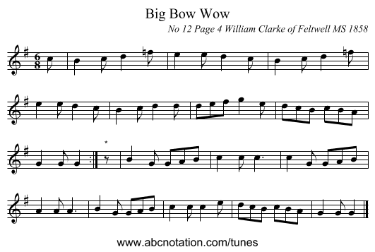 Big Bow Wow - staff notation
