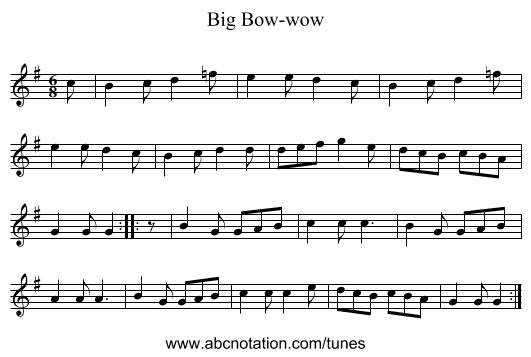 Big Bow-wow - staff notation