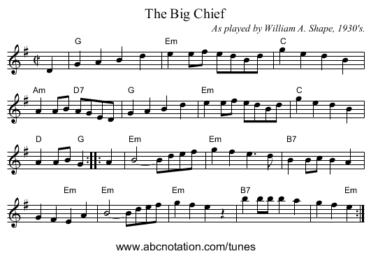 Big Chief, The - staff notation