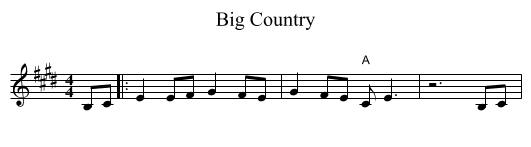 Big Country - staff notation