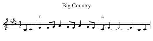 Big Country - staff notation