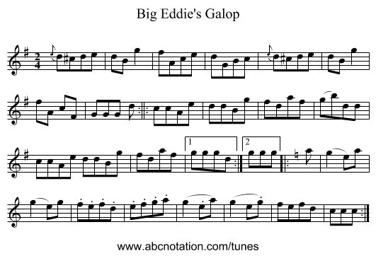 Big Eddie's Galop - staff notation