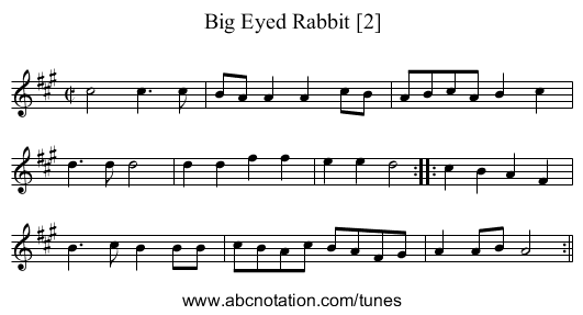 Big Eyed Rabbit [2] - staff notation