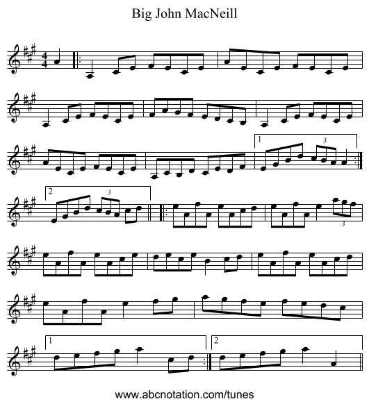 Big John MacNeill - staff notation
