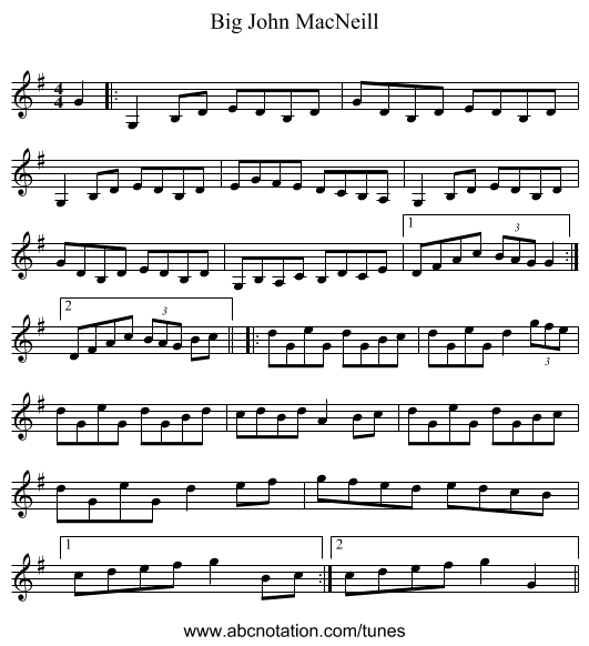 Big John MacNeill - staff notation