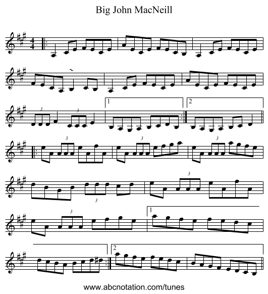 Big John MacNeill - staff notation