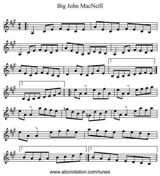 Big John MacNeill - staff notation