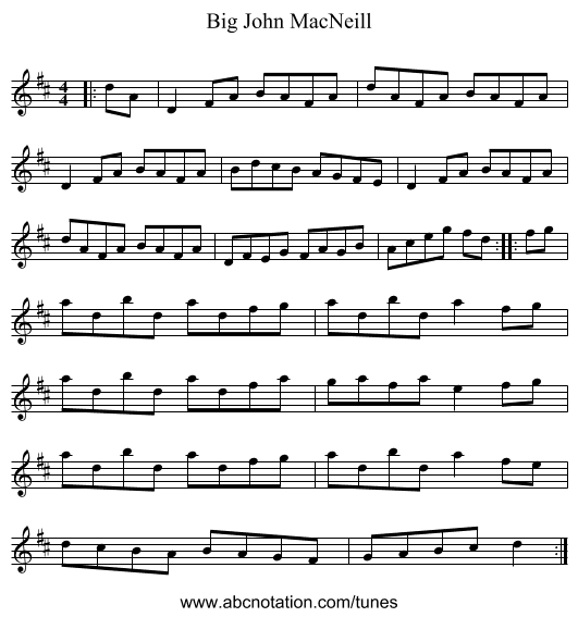 Big John MacNeill - staff notation