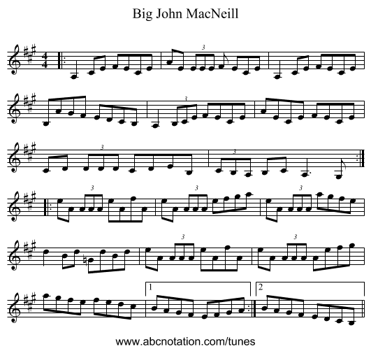 Big John MacNeill - staff notation