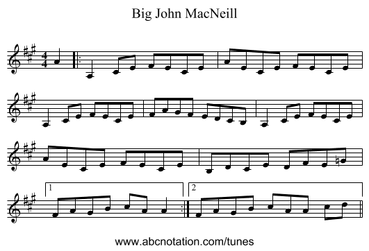 Big John MacNeill - staff notation