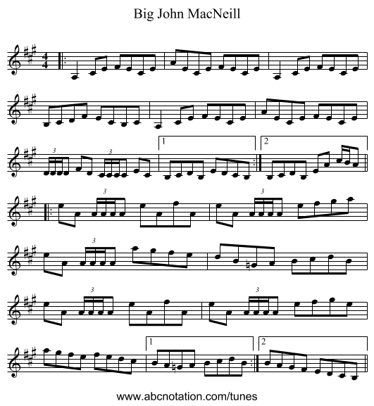 Big John MacNeill - staff notation