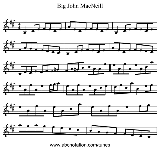 Big John MacNeill - staff notation