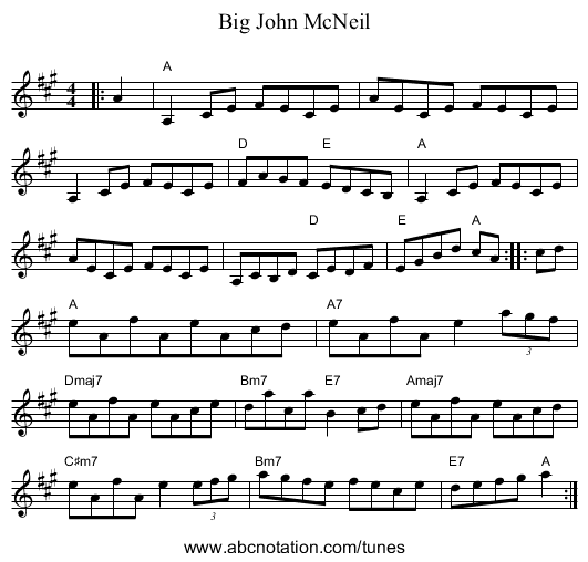 Big John McNeil - staff notation