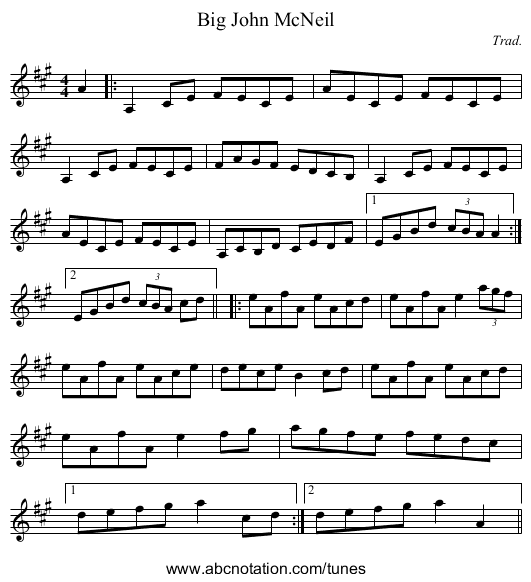 Big John McNeil - staff notation