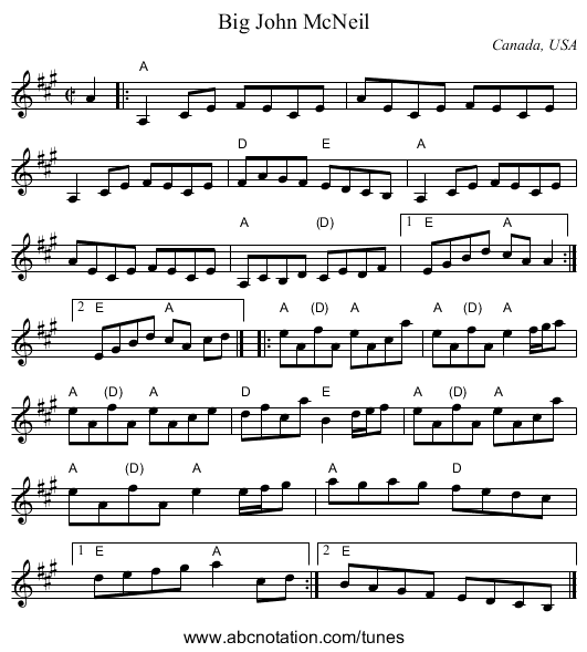 Big John McNeil - staff notation