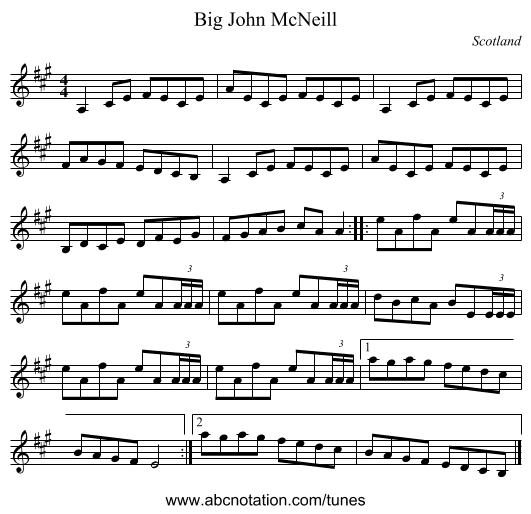 Big John McNeill - staff notation