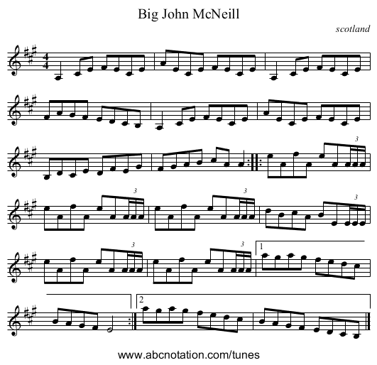 Big John McNeill - staff notation