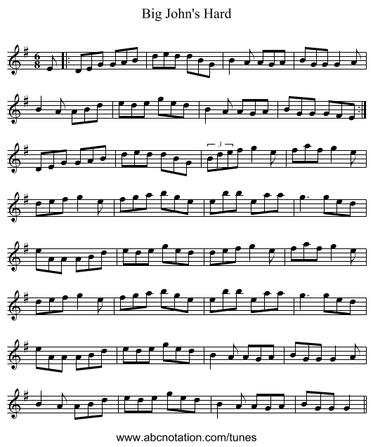 Big John's Hard - staff notation