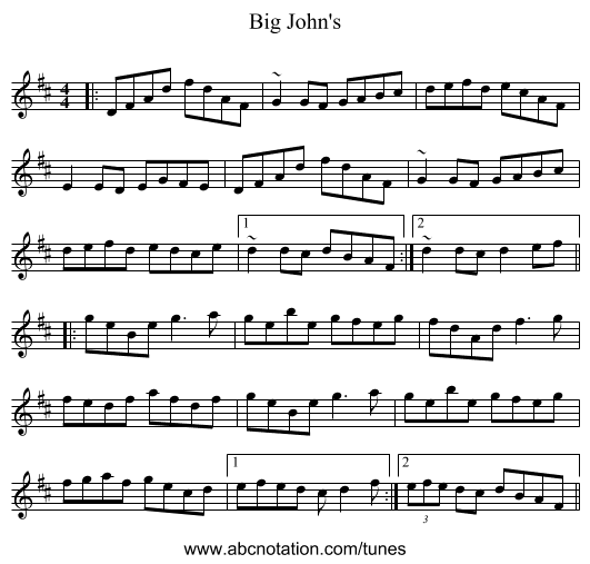 Big John's - staff notation