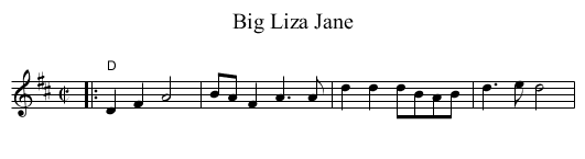 Big Liza Jane - staff notation