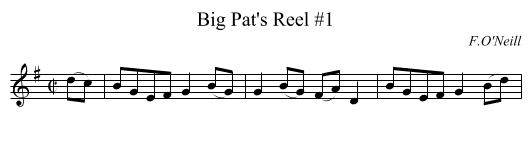 Big Pat's Reel #1 - staff notation