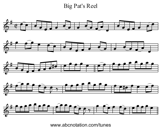 Big Pat's Reel - staff notation