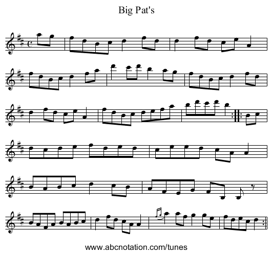 Big Pat's - staff notation