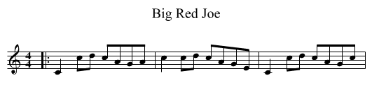 Big Red Joe - staff notation
