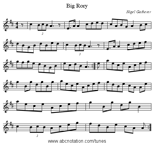 Big Rory - staff notation
