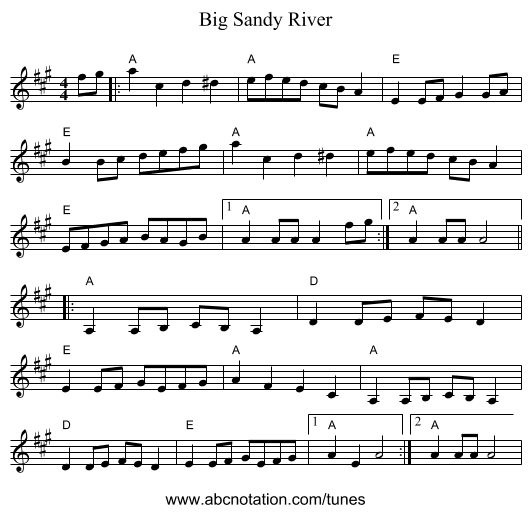 Big Sandy River - staff notation