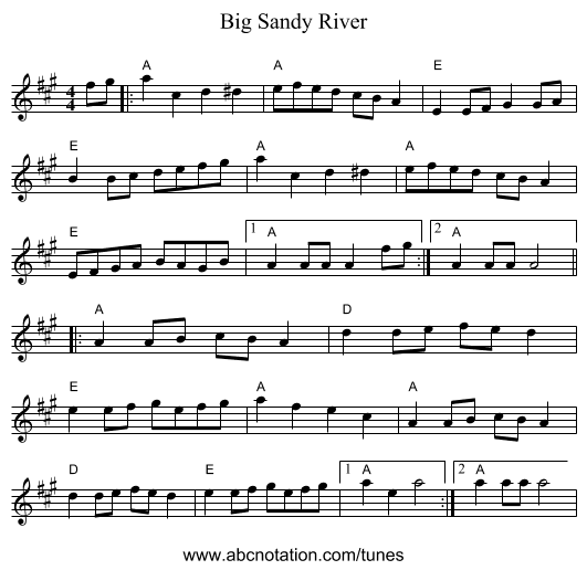 Big Sandy River - staff notation