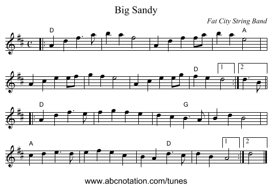 Big Sandy - staff notation
