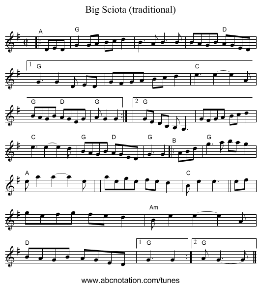 Big Sciota (traditional) - staff notation